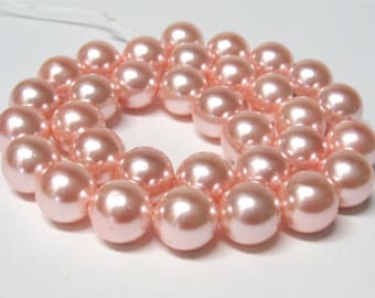 12 mm Muschelkernperlen Rosa Edelstein Strang