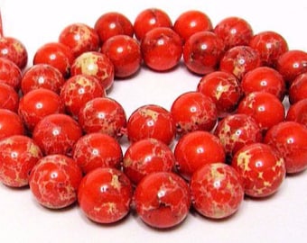 12 mm Red Emperor Jasper Ball Strand, Gemstone Strand