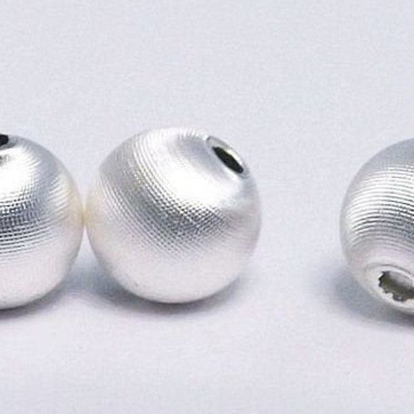 5 Stück Satinierte Kugel 6 mm Zwischenteil  Silber 925, Schmuckherstellung