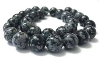 12 mm Schneeflocken Obsidian Edelstein Strang, Kettenstrang