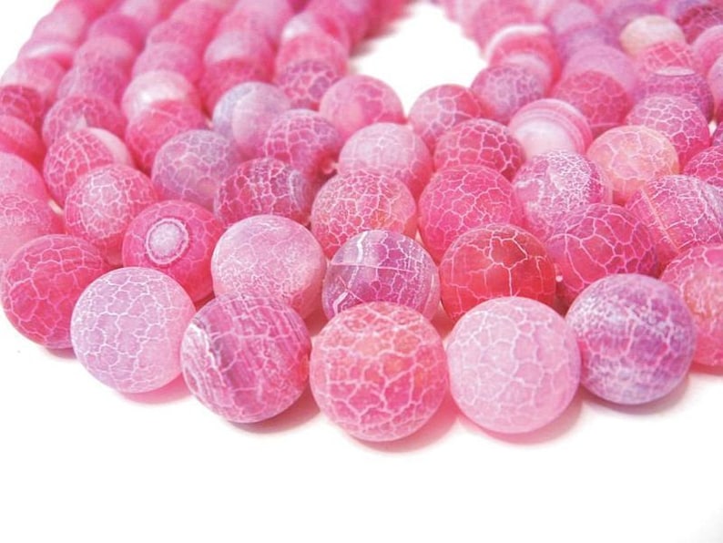 Achat crash frosted around Fuchsia 14mm ball Gemstone strand Chain strand