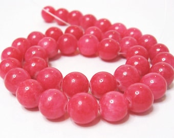 Jade raspberry round 14 mm chain strand