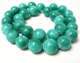Jade Turquoise 14 mm Gemstone Strand, Necklace Strand, Beads for Jewelry