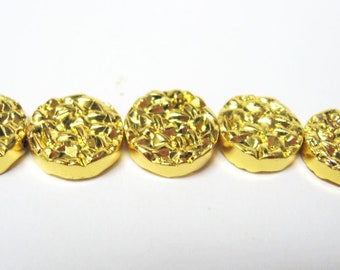 5 Stück Hämatit Münze 12 mm vergoldet zur Schmuckherstellung