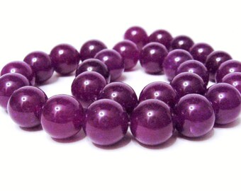 14 mm Jade Violet Beads Round Gemstone Strand, Necklace Strand