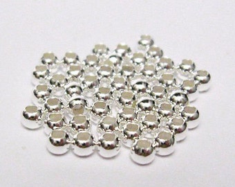 50 Perlen 1,8 mm aus 925er Sterling Silber,Kugel, Quetschperlen