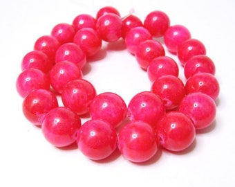 Mashan Jade 14 mm Pink Gemstone Strand, Chain Strand