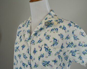 1950s Seersucker Pajamas with Blue /& Pink Flowers... New Old Stock........size 36 LARGE