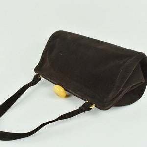 1940s  KORET Brown Suede  Handbag..........Fabulous Butterscotch BAKELITE Clasp