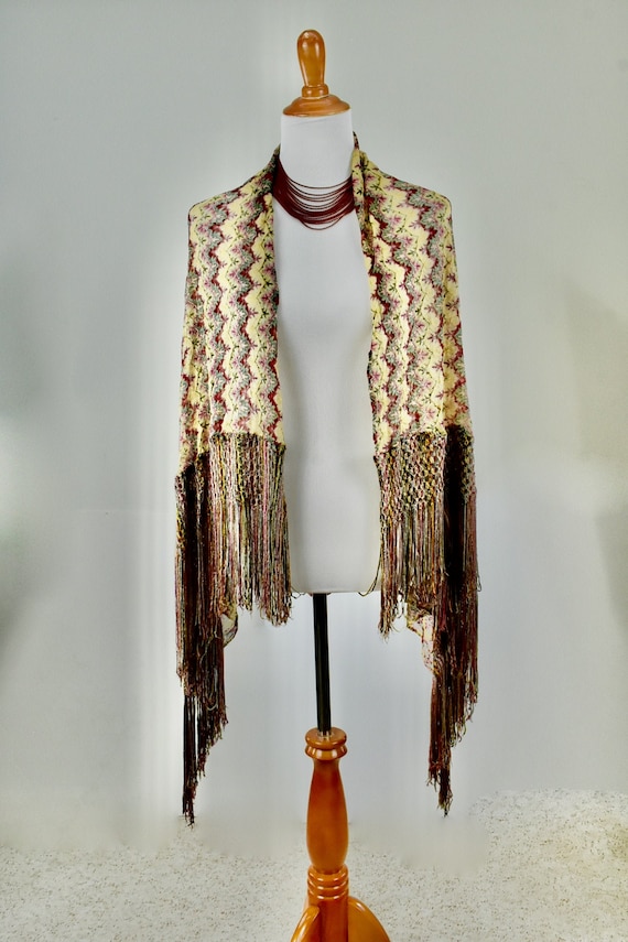 1930s Silk Knit ART DECO Scarf/Shawl