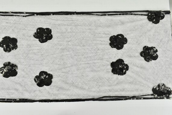 1930/40s Black Sequin & Net Shawl........Made by … - image 10
