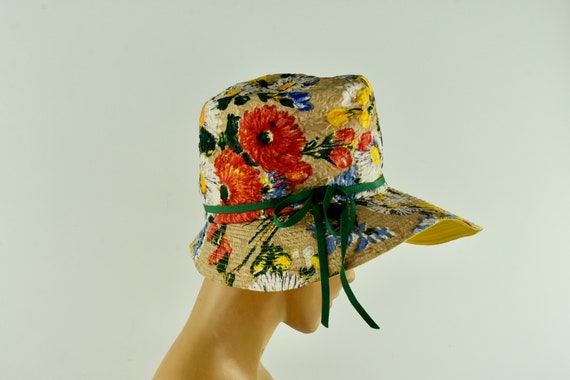 1960s Stetson Floral Trapunto / Textured Fabric H… - image 3