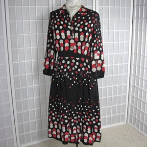 1930/40s Polka Dot Silk Dress in Black, Red, & Ivory.....size Medium....... FABULOUS PRINT image 2