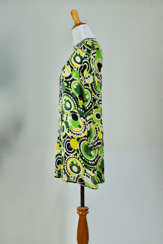 1960s Silk Chiffon PSYCHEDELIC  MIni Dress.......… - image 6