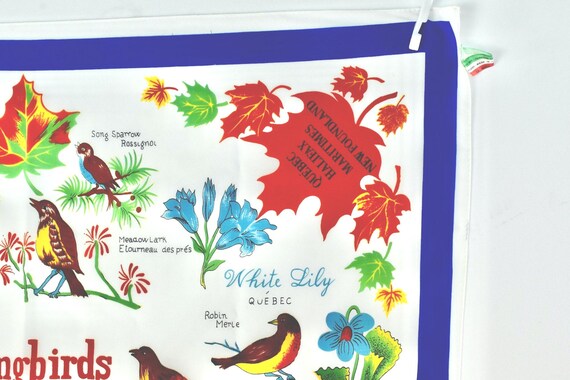 Vintage Songbirds & Flowers of CANADA Scarf........27 inch square........Mint Condition .......Made in Italy View 4