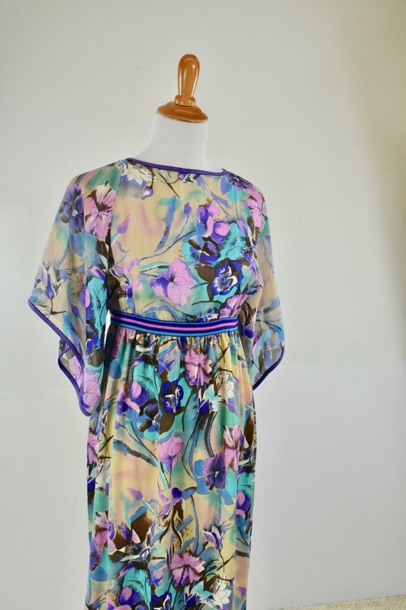 1960/70s GOLDWORM Floral  Long Dress .....Silk & M