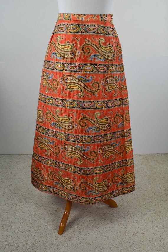 1970s Satin Quilted Maxi Skirt by Prestige.....si… - image 5