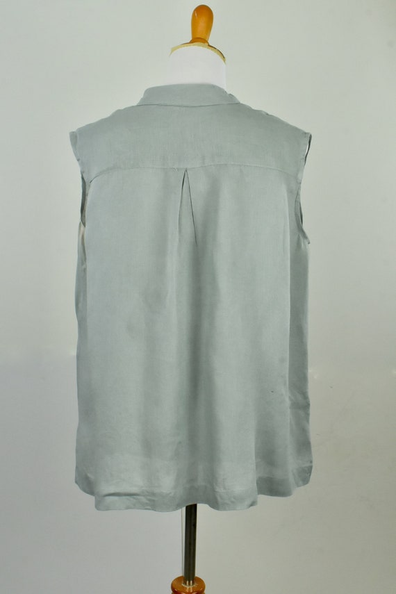 ESKANDAR Sea Green  Linen Sleeveless Blouse .....… - image 5