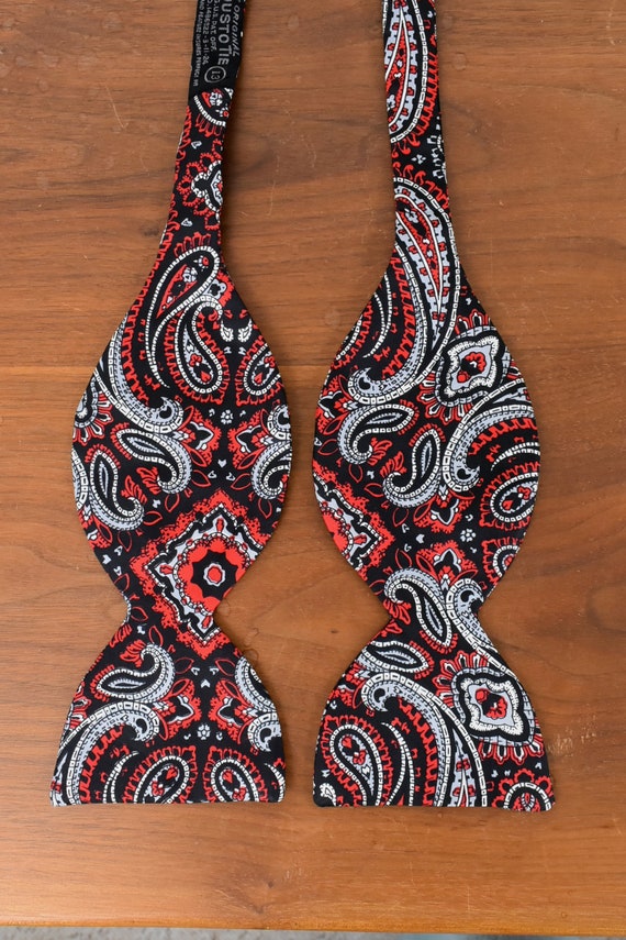1960/70s Silk ADJUSTO TIE   Self Tie Bow Tie in R… - image 2