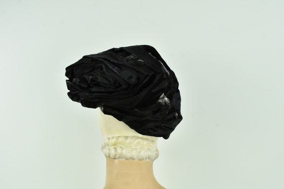 1950s Hattie Carnegie Avant Garde Black Satin & N… - image 4