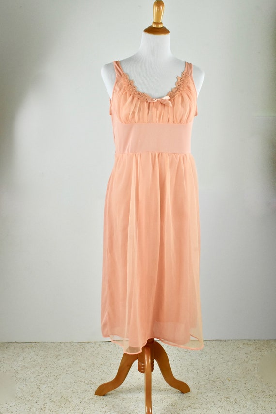 1960s CANTALOUPE  Nylon Nightgown / Unworn - MINT… - image 2
