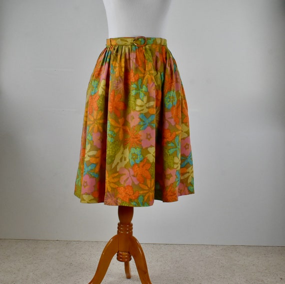 1950/60s Mid-Century Abstract Floral  Full Skirt … - image 1