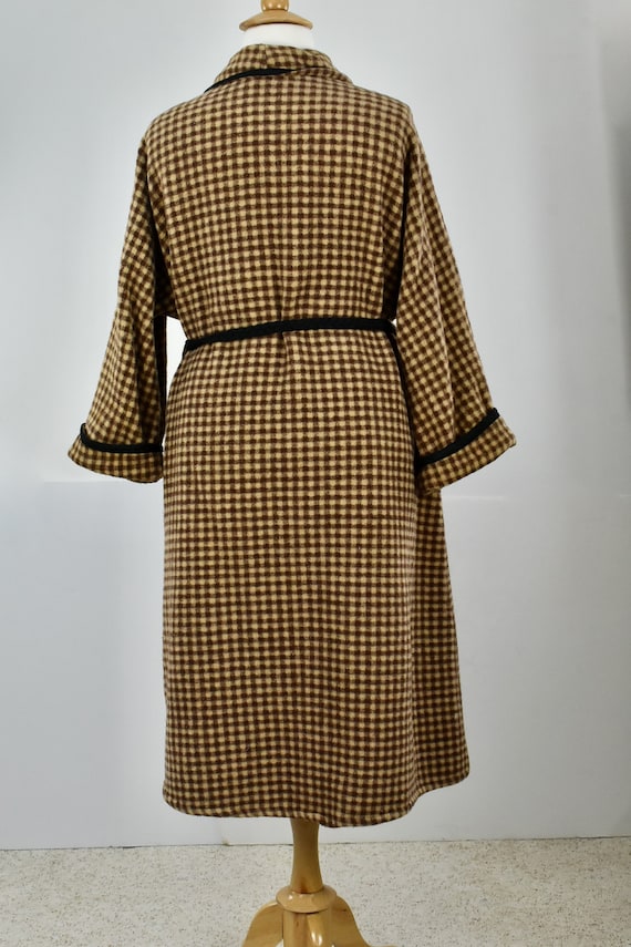 1920s Beacon Brown Checked Robe with Black Trim & Bel… - Gem