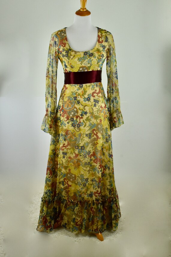 1970s Jack Bryan Chiffon GRANNY Dress........size… - image 1