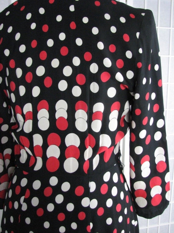 1930/40s Polka Dot Silk Dress in Black, Red, & Iv… - image 5