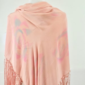 Deco  1920s AUTHENTIC Silk Pink Fringed Shawl