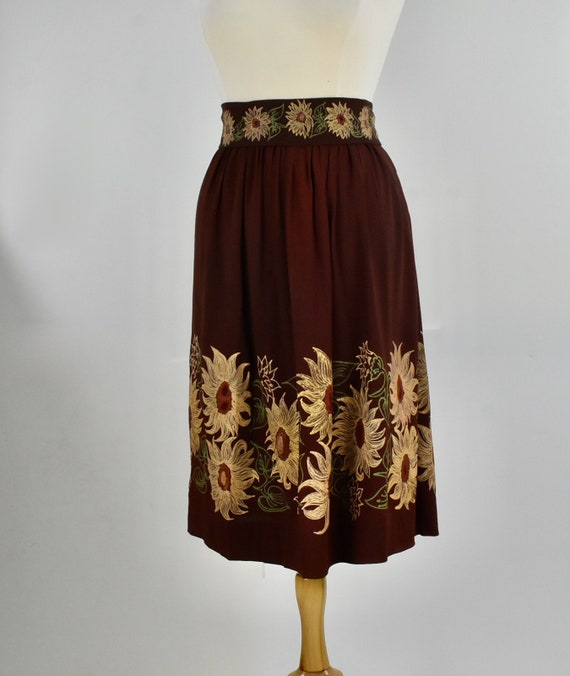 1940s HAND PAINTED, Hand Tailored Brown Rayon Ski