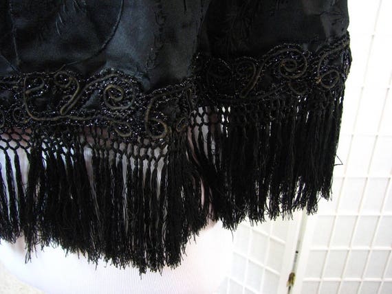 Victorian Black Silk Brocade Cape Adorned with Je… - image 7