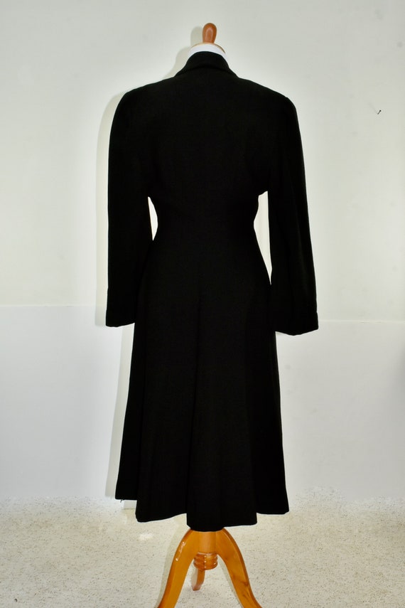 1940s PRINCESS / New Look  Black Crepe Wool Coat.… - image 7