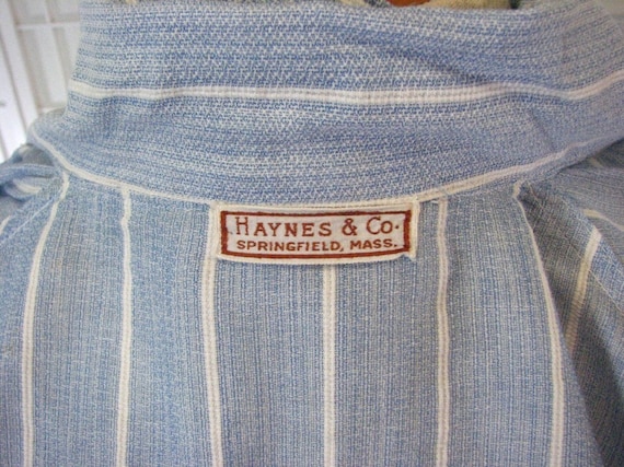 1910/20s Mens Haynes & Co. Blue Striped Cotton Ro… - image 7