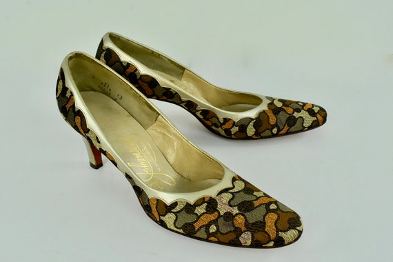 1950/60s Johansen Brocade & Leather Heels...... U… - image 8