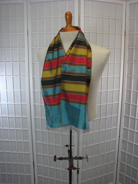 Vintage Mens Silk Striped Coat Scarf / Table Run