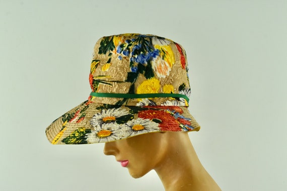 1960s Stetson Floral Trapunto / Textured Fabric H… - image 5