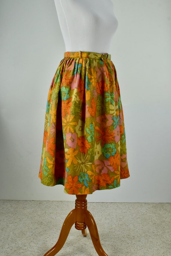 1950/60s Mid-Century Abstract Floral  Full Skirt … - image 3