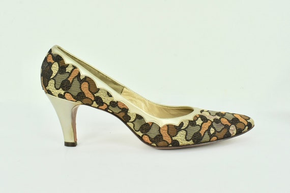 1950/60s Johansen Brocade & Leather Heels...... U… - image 3