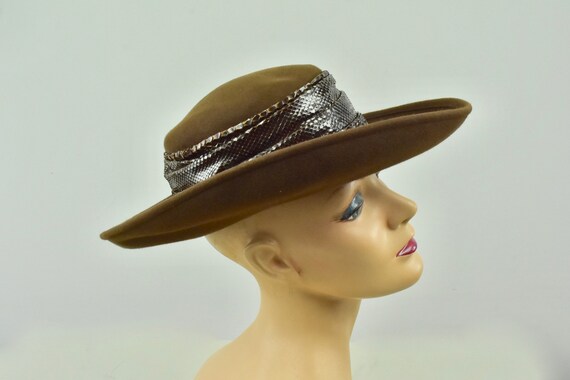 1980s  FRANK OLIVE Brown Wool Felt  Hat ......Sol… - image 2