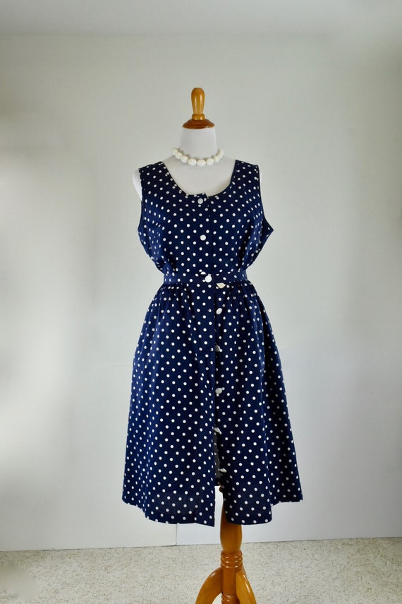 1960/70s Playsuit & Skirt in Navy and White POLK