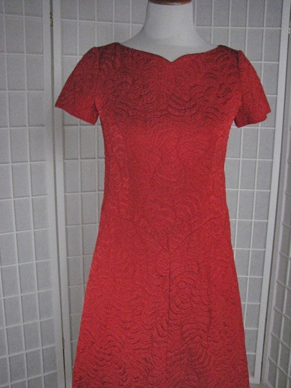 1960s Adele Simpson Trapunto Red Dress........siz… - image 3