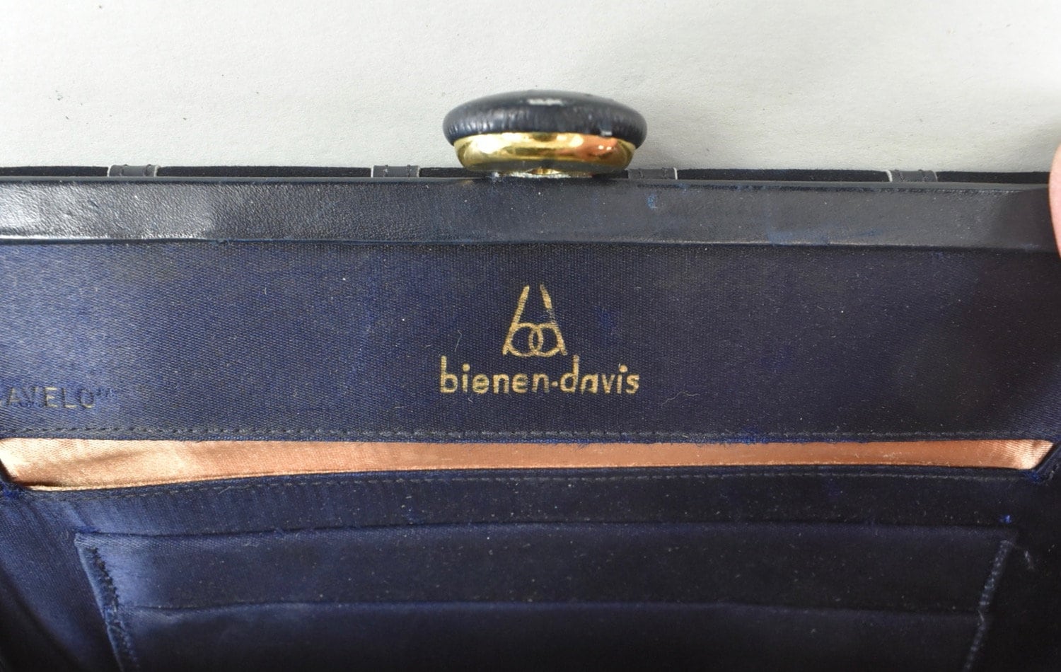 Bienen-Davis 1940s Navy Blue Suede Handbag with Gold Hardware – Palm Beach  Vintage