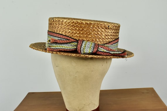 Antique Straw Boater by WINFIELD ....... size Smal