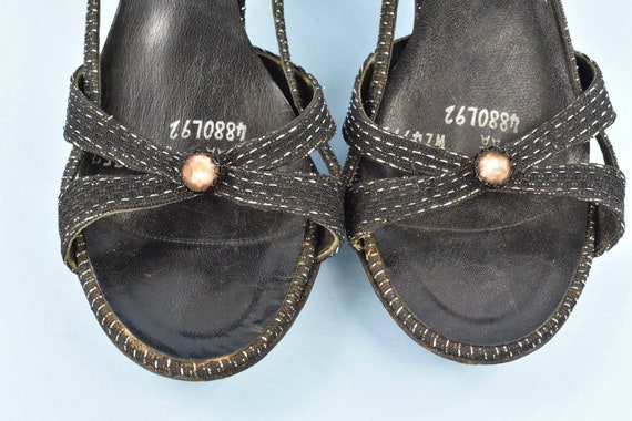 1950s  SPRINGOLATOR Sandals .... Black Fabric wit… - image 5