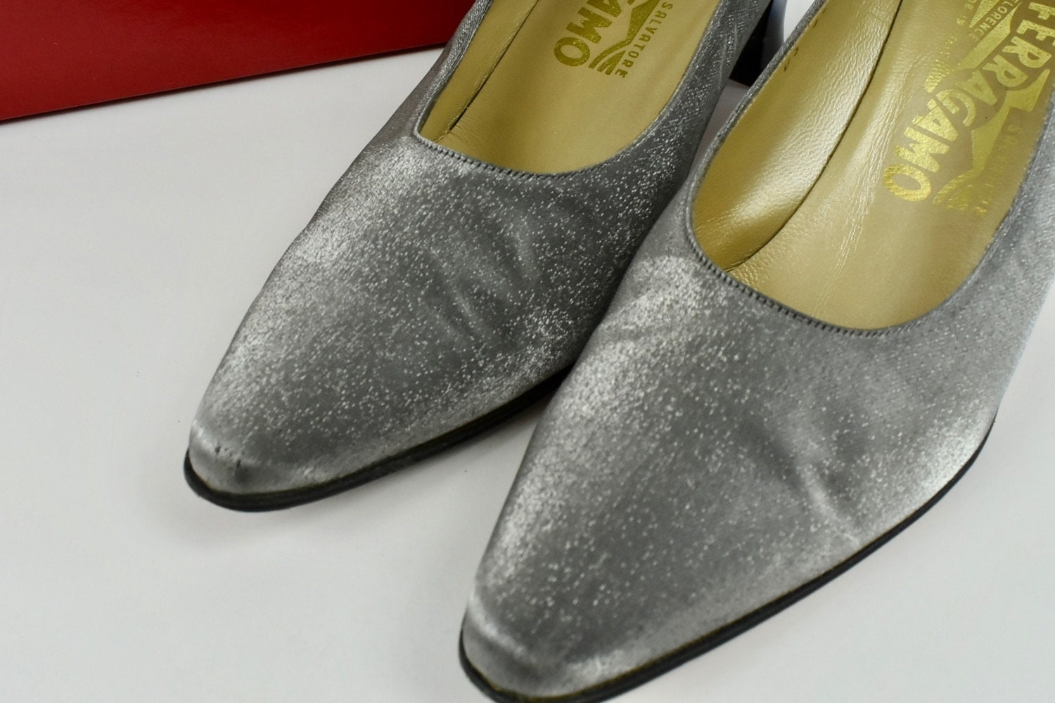 Ferragamo does LUCITE Heels with Overlay.... 1990s..... Etsy