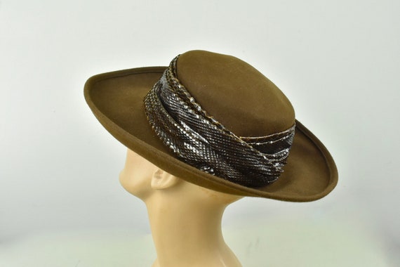 1980s  FRANK OLIVE Brown Wool Felt  Hat ......Sol… - image 1