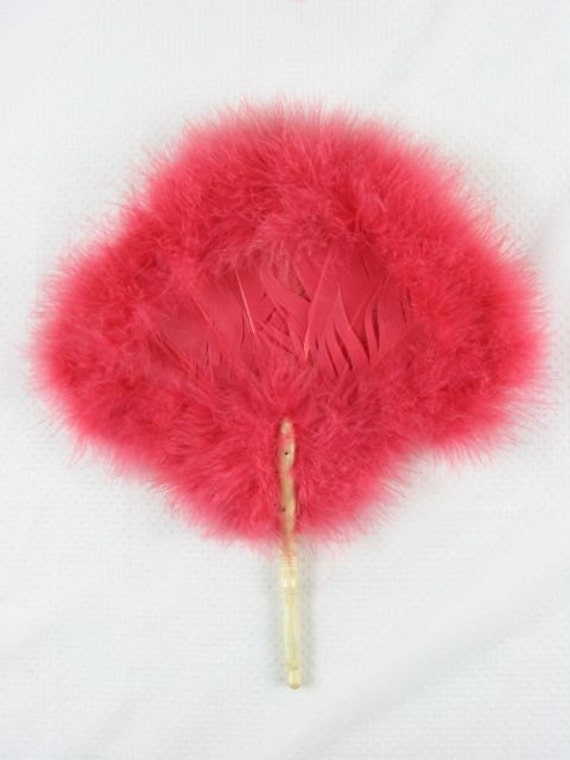 Antique Pink Feather Hand  Fan