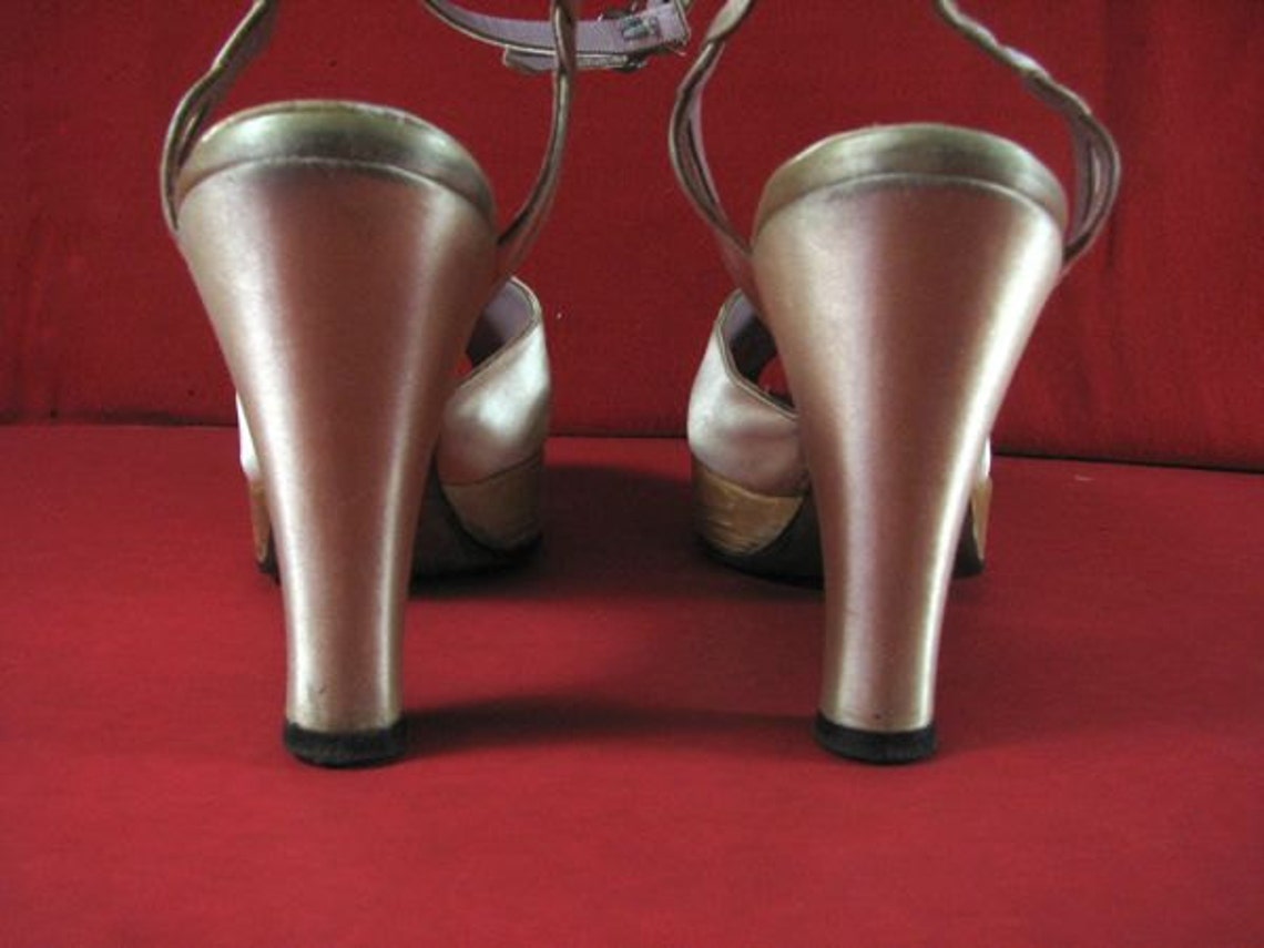 Outrageous Satin 1940/50s Platform Sandals......hand Made by - Etsy Sweden