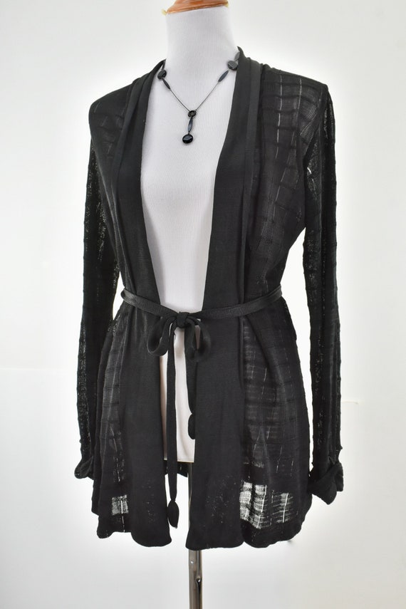 Long black silk clearance cardigan